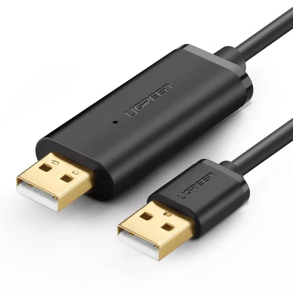 Cablu de date, UGREEN, US166 ,USB-A la USB-A, Conectori placati cu aur 24k, Lungime 200 cm, Negru, PVC